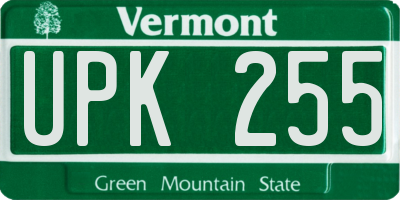 VT license plate UPK255