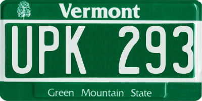 VT license plate UPK293