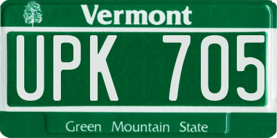 VT license plate UPK705