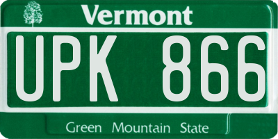 VT license plate UPK866