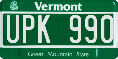 VT license plate UPK990