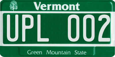 VT license plate UPL002