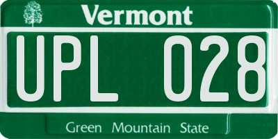VT license plate UPL028
