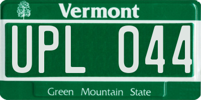 VT license plate UPL044