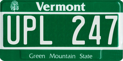 VT license plate UPL247
