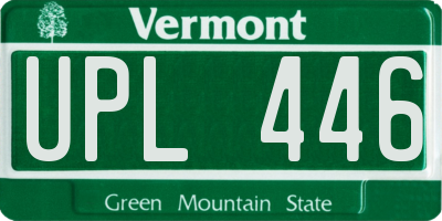 VT license plate UPL446