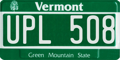 VT license plate UPL508