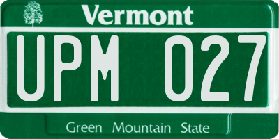VT license plate UPM027