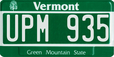 VT license plate UPM935