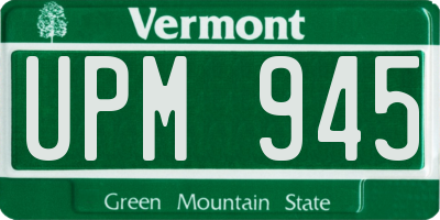 VT license plate UPM945