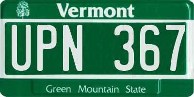 VT license plate UPN367