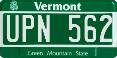 VT license plate UPN562