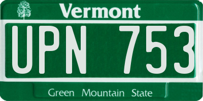 VT license plate UPN753