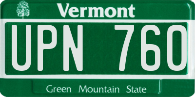 VT license plate UPN760