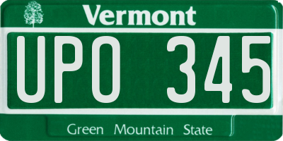 VT license plate UPO345