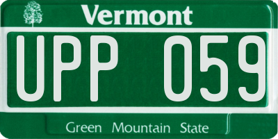 VT license plate UPP059