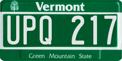 VT license plate UPQ217