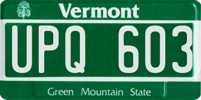 VT license plate UPQ603