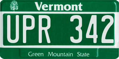 VT license plate UPR342