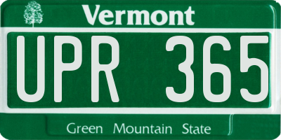 VT license plate UPR365