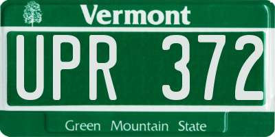 VT license plate UPR372