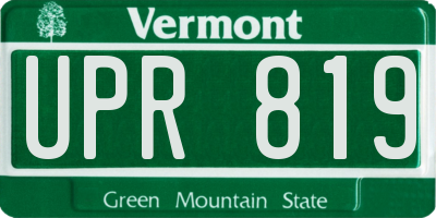 VT license plate UPR819