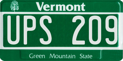 VT license plate UPS209