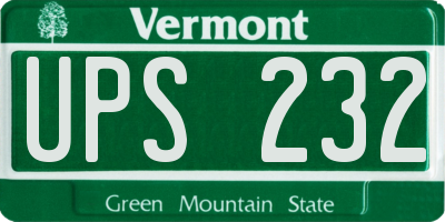 VT license plate UPS232
