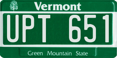 VT license plate UPT651