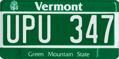 VT license plate UPU347