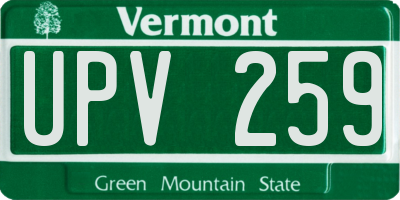 VT license plate UPV259