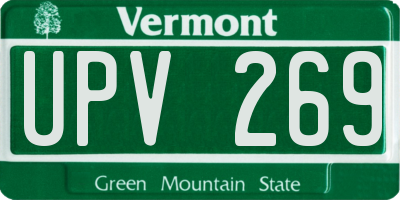 VT license plate UPV269