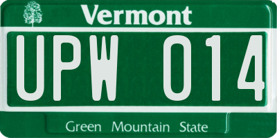 VT license plate UPW014