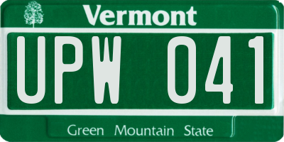 VT license plate UPW041