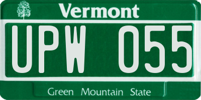VT license plate UPW055