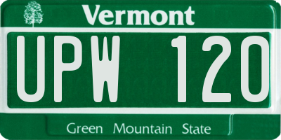 VT license plate UPW120