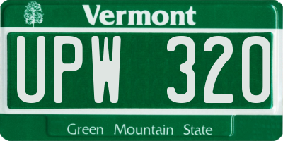 VT license plate UPW320
