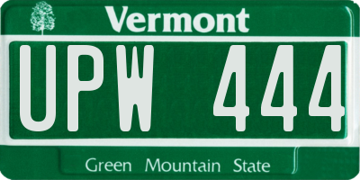 VT license plate UPW444
