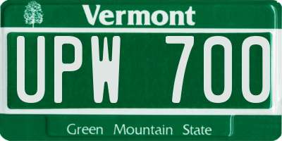 VT license plate UPW700