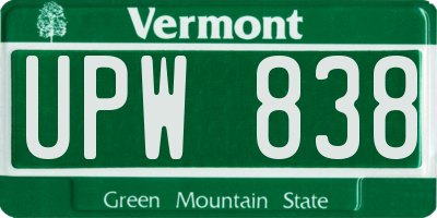 VT license plate UPW838