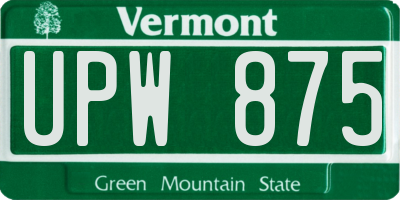 VT license plate UPW875