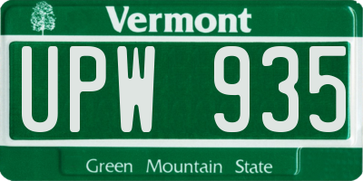 VT license plate UPW935