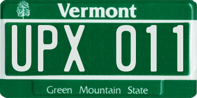 VT license plate UPX011