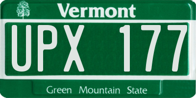 VT license plate UPX177