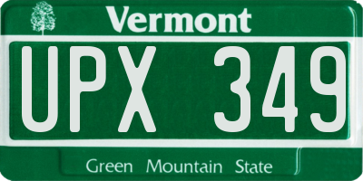 VT license plate UPX349