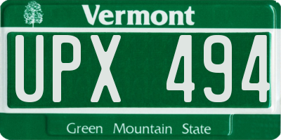 VT license plate UPX494