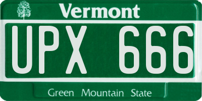 VT license plate UPX666