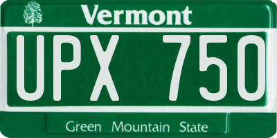 VT license plate UPX750