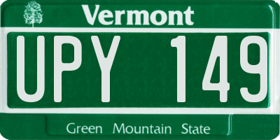 VT license plate UPY149