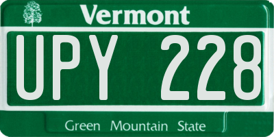 VT license plate UPY228